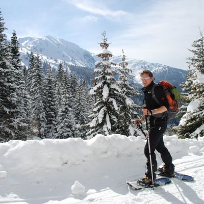 Wald Huette Schneeschuhwandern Tuxer Alpen 1
